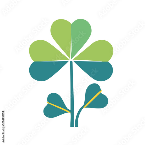 Four Leaf Clover Flat Vector Illustration