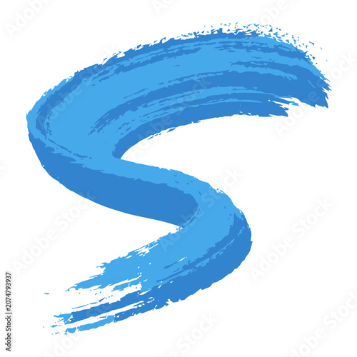 Blue hand painted brush stroke vector