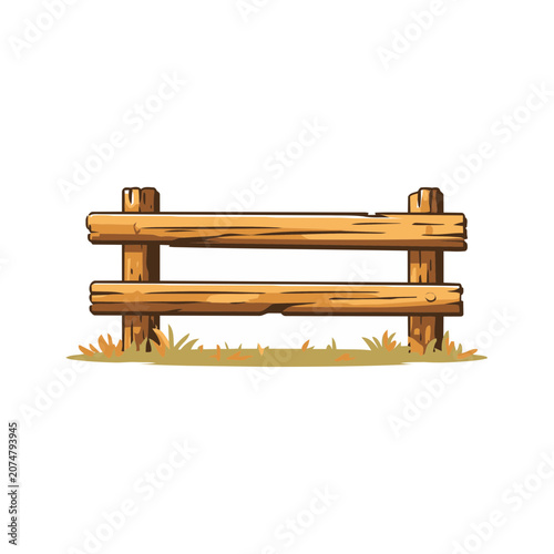Wooden fence with grass illustration