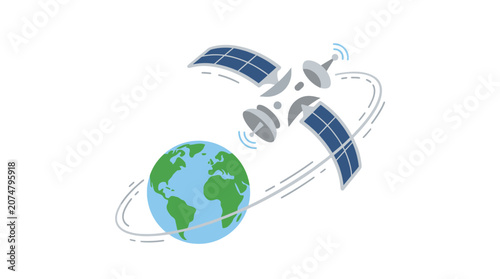 Satellite orbiting the Earth in space.