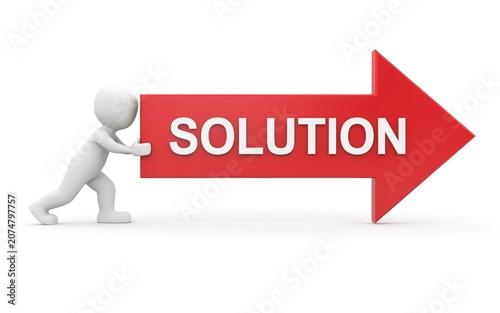 3D Solution Concept with Direction Arrow for Business Problem Solving Illustration