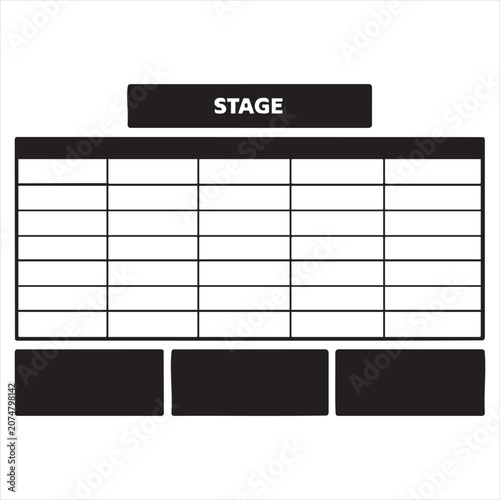 Black and white stage schedule board isolated on white background, Vector, illustration