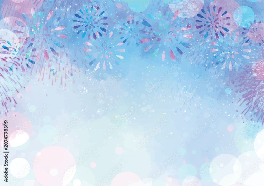 Fototapeta premium 打ち上げ花火, クリスマス, 夏, 花火, 火花, キラキラ, デコレーション, イラスト, 模様, ベクター, 壁紙, テクスチャ, シンプル, 水彩, アブストラクト, バックグラウンド, 夜, 輝き, あしらい, 8月, 7月, イベント, パーティー、おしゃれ、デザイン