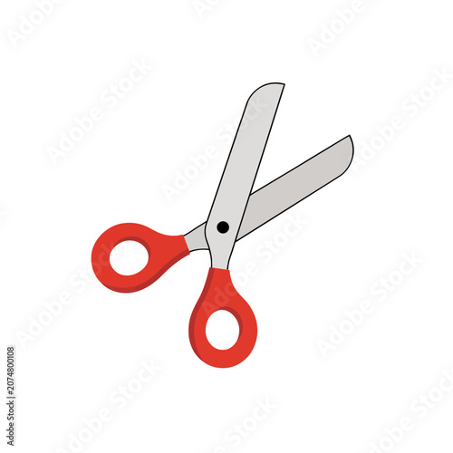 Red handled scissors vector illustration
