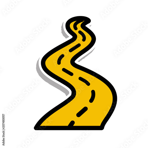 Winding yellow road vector illustration