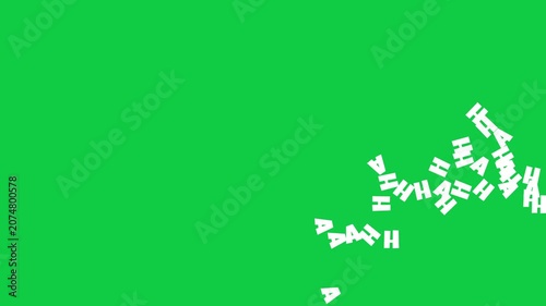 Haha Text Falling Right on Green Screen Background, Looping Animation