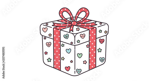 Fényképezés Wrapped Gift Box with Red Ribbon.