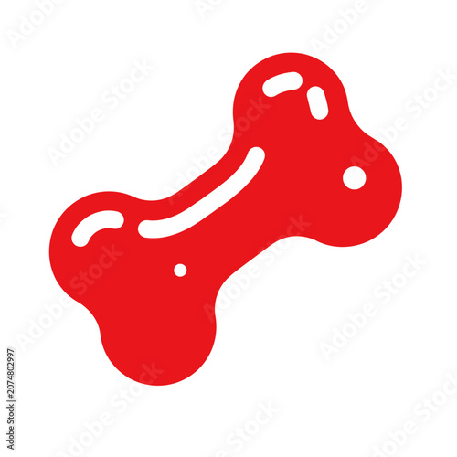Red flat bone icon vector