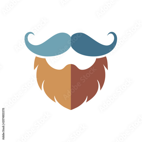 Flat vector icon of mustache and beard