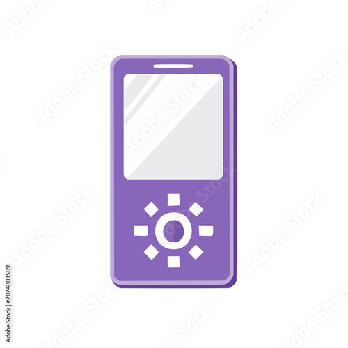 Purple mobile phone flat vector icon