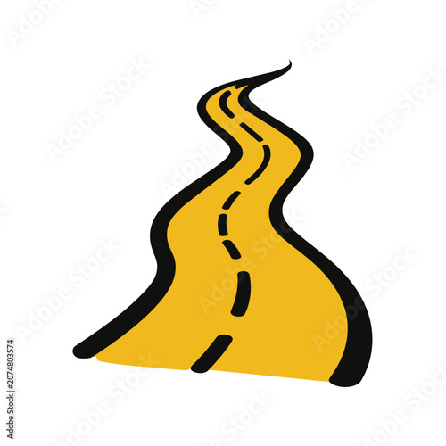 Winding yellow road vector illustration
