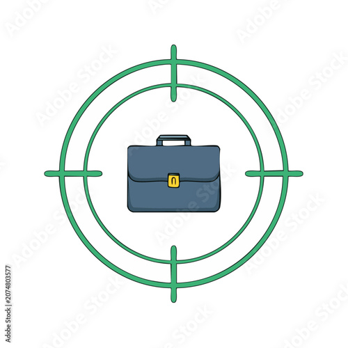 Briefcase with target crosshair vector icon