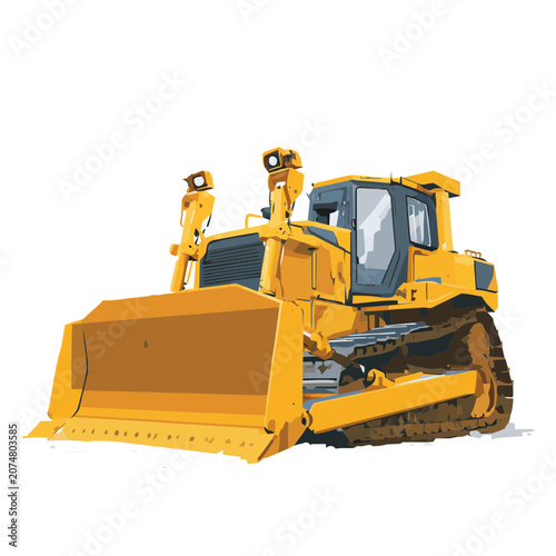 Yellow Bulldozer Vector Illustration