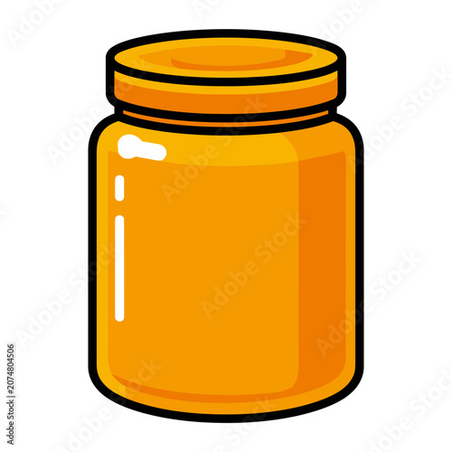 Orange glass jar with honey illustration