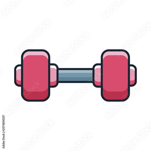 Pink and blue barbell weight icon