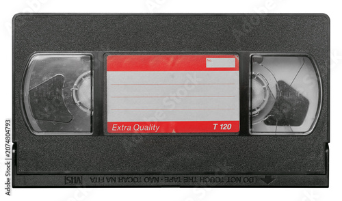 Fotografía Grunge VHS tape with sticker, realistic asset