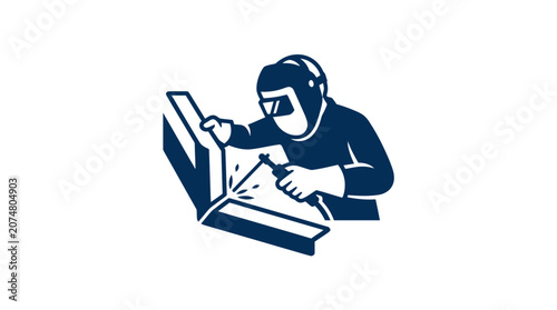 Man wearing safety gear welding metal.