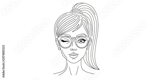 Foto Woman wearing glasses and earrings smiling.