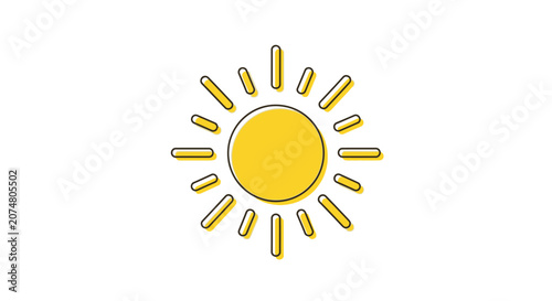 Yellow Sun Icon With Rays.