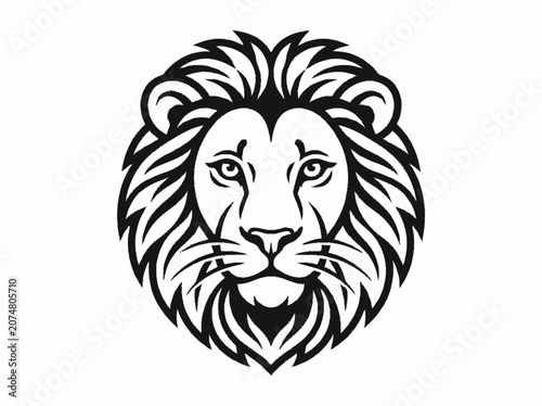 Majestic Lion Head Icon, Fierce Animal Face, Emblematic Design