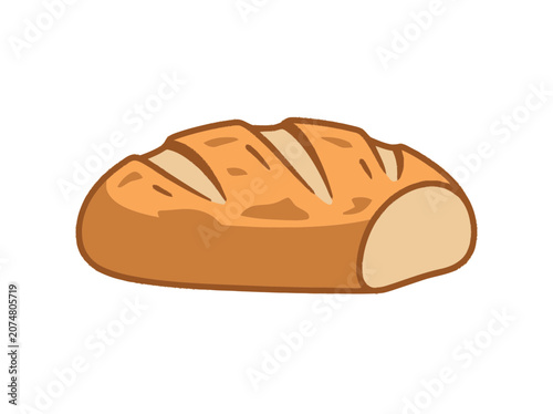 Freshly Baked Loaf of Bread with Golden Crust - Isolated on White Background