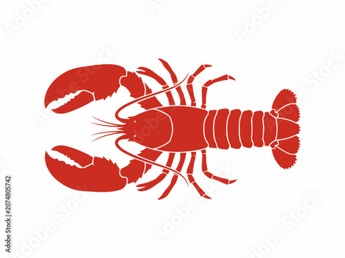 Red Lobster Silhouette on White Background