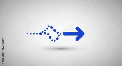 A blue dotted wave pattern transitions into a solid directional arrow symbol