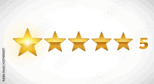 Five golden stars arranged in a horizontal row on a light background