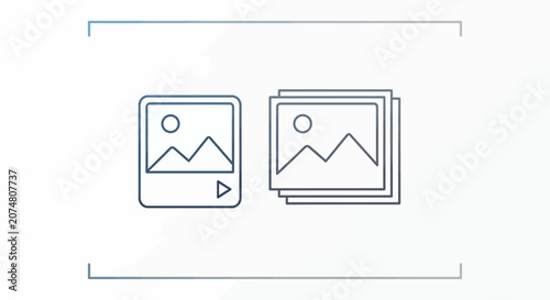 A set of digital icons representing image and video media files on a screen