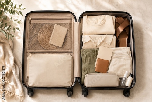 Summer Vacation Suitcase Packing Flat Lay
