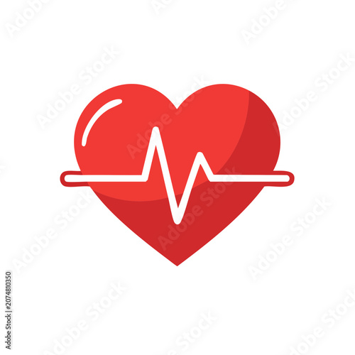 Red heart icon with ECG line
