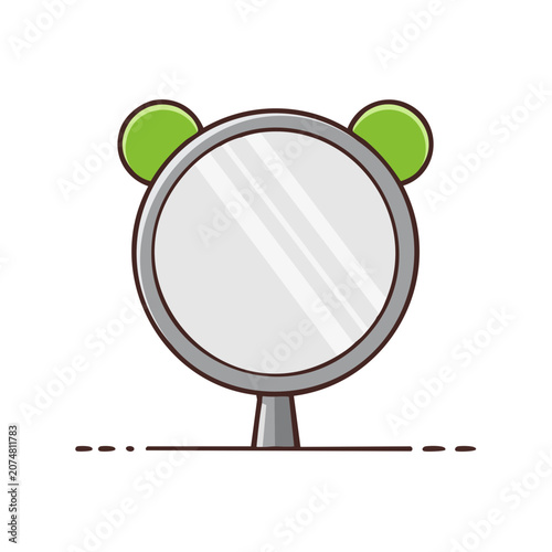 Hand mirror with cat ears illustration