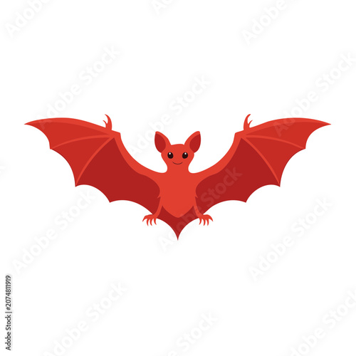 Red Bat Flat Vector Illustration