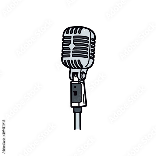 Retro microphone flat vector illustration