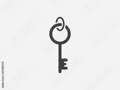 Vintage key icon on gray background