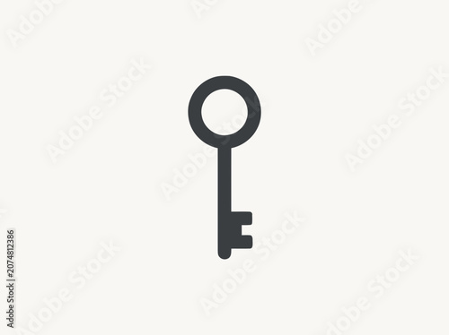 Simple, Clean Icon of a Vintage Skeleton Key on a Light Background