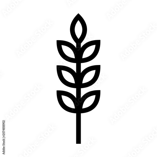 A minimalist outline icon of a wheat stalk, representing agriculture, natural harvest, organic farming, or grain production.