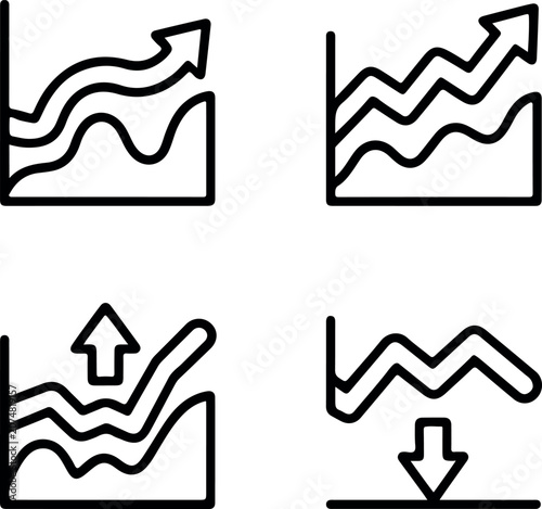 Line graph icons with arrows