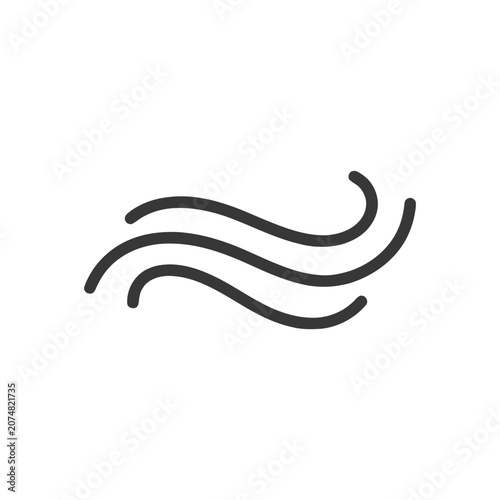 Abstract wavy lines representing wind or air flow, simple graphic design on white background