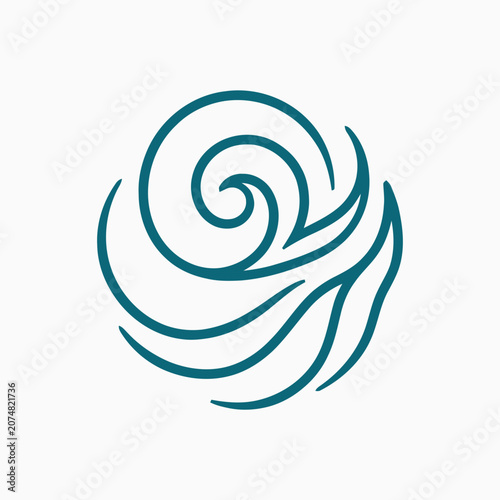 Abstract Teal Swirl Wave Logo Design - Organic Flowing Lines and Movement