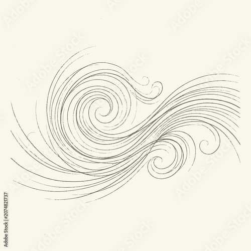 Abstract Swirling Lines Design - Elegant Flowing Curves on Cream Background