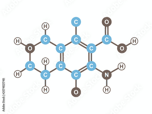 Chemical structure of anthranilic acid, organic molecule illustration