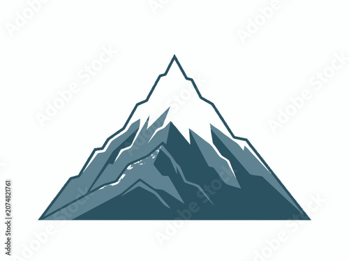 Stylized Mountain Peak Illustration with Snow Cap