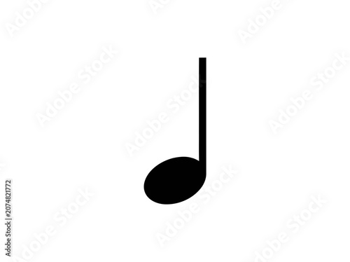 Single Black Eighth Note Symbol Isolated on White Background