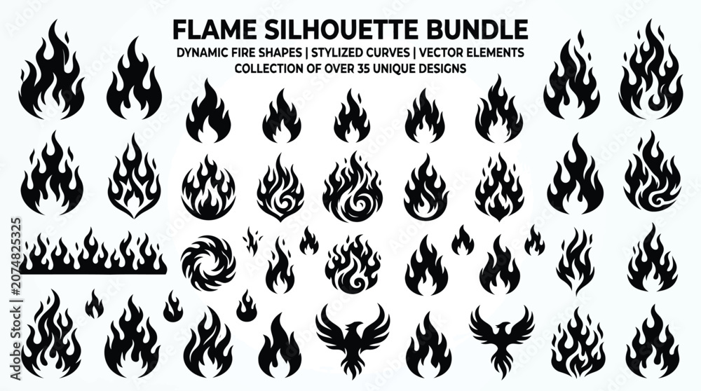 Obraz premium Flame silhouette bundle icons