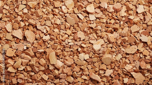Cork granule pile irregular chunks close up