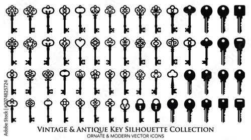 Vintage antique old keys collection