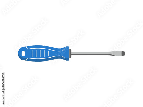 Flathead Screwdriver with Blue Handle - Tool Illustration