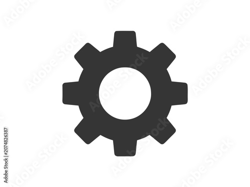 Dark Gray Gear Icon on White Background - Mechanical Engineering Symbol