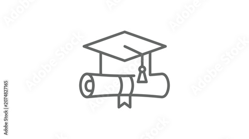 Graduation Cap and Diploma Icon.